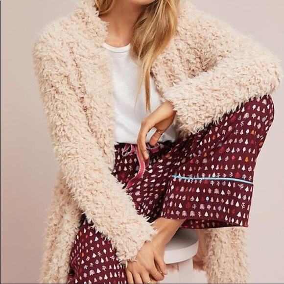 Anthropologie Bishop and Young Vickey Teddy Coat Blush XS - Picture 3 of 11